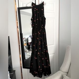 NWT. Wilfred Effet dress from Aritzia in black with red florals